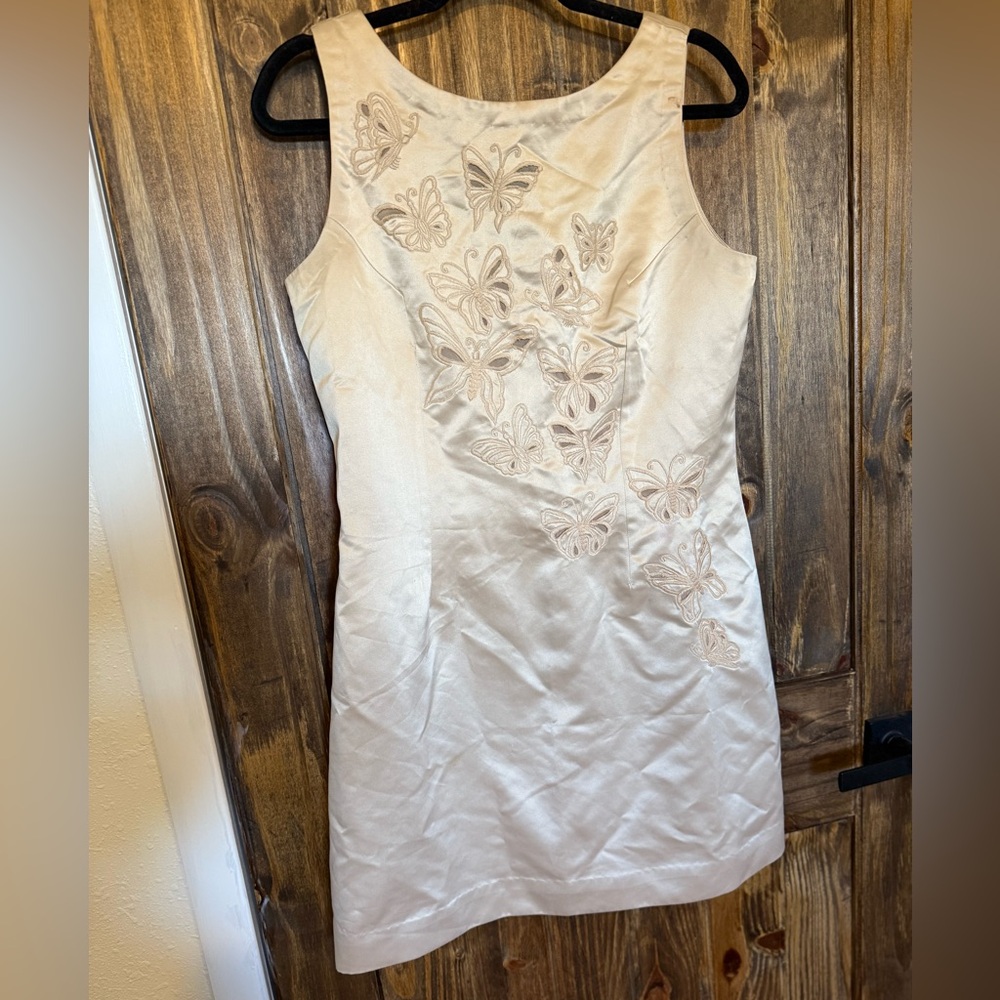 Anthropologie Cream Mini Dress with Butterfly Details